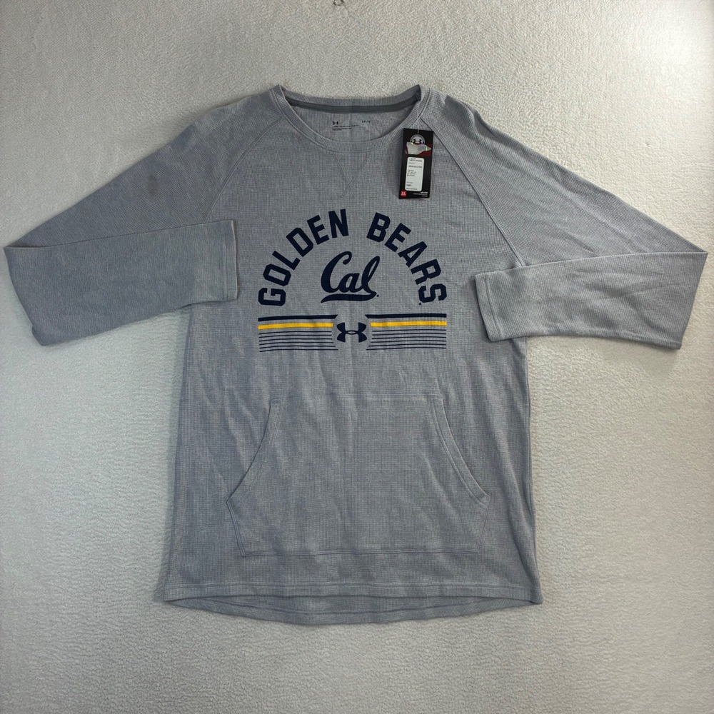 Under Armour‎ Cal Golden Bears Waffle Knit Thermal Shirt Men L Gray Pocket NWT